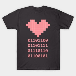 Love Pink Heart Binary Code T-Shirt